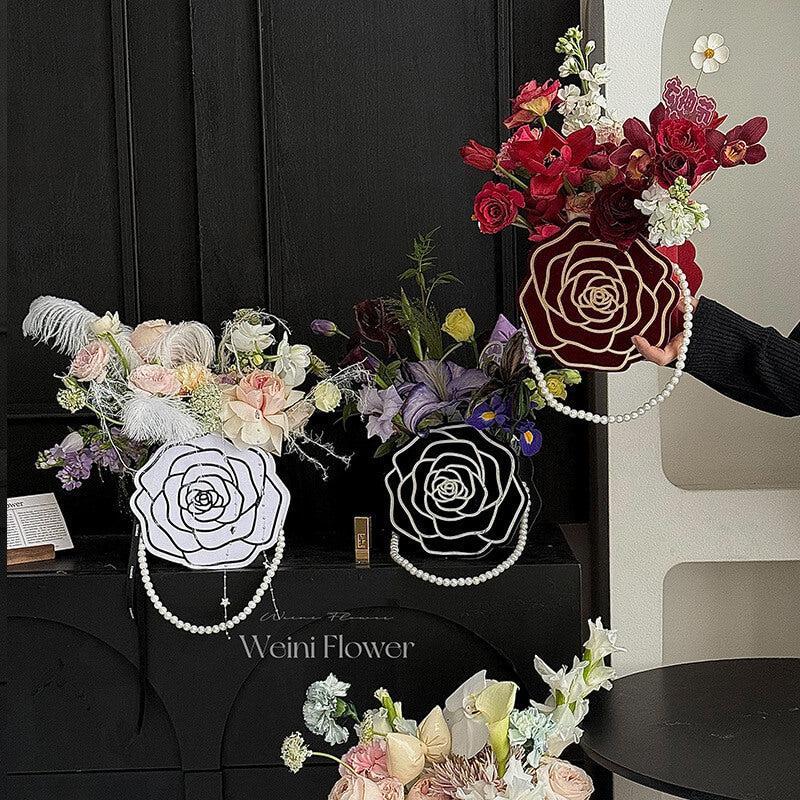 Caja de flores redonda de terciopelo 