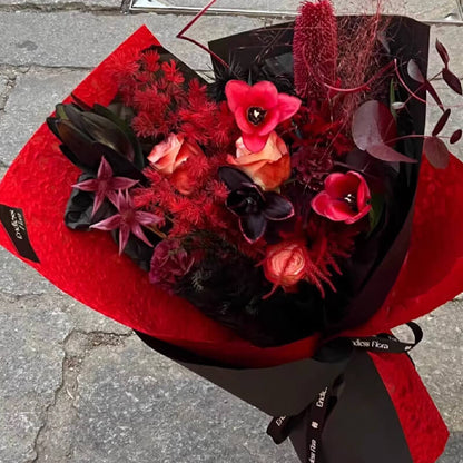 Boîte à fleurs ronde en velours 