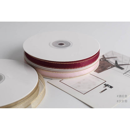 Gold-rimmed Bow Ribbon, 1 cm × 45 Yards