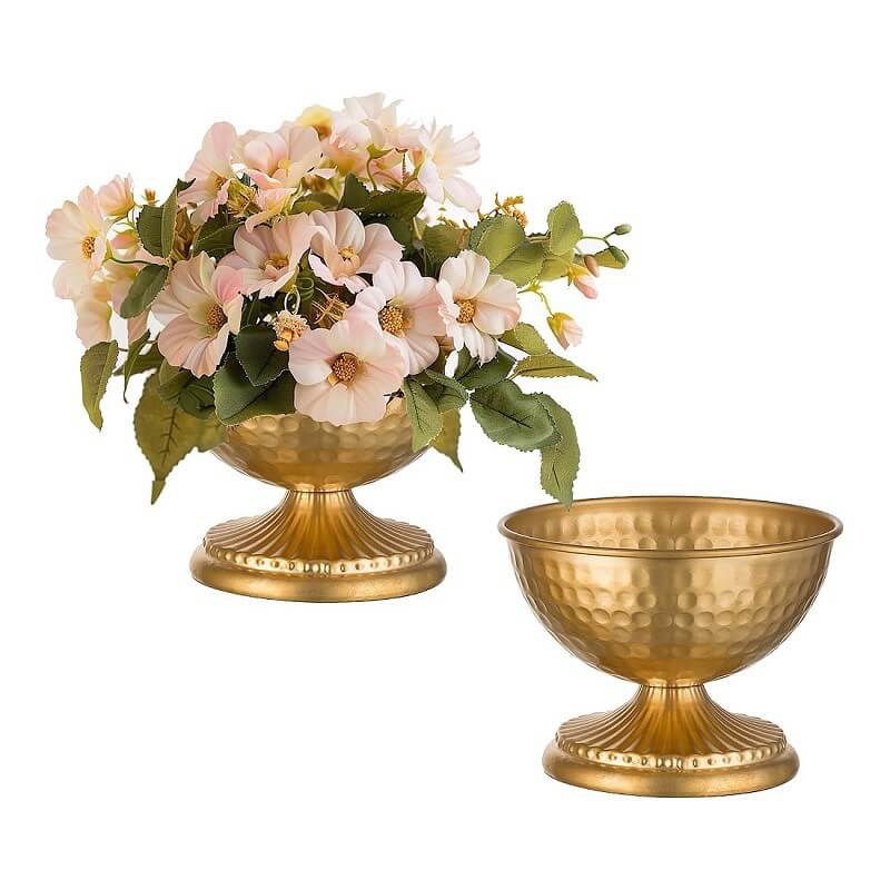 Hammered Gold Pedestal Centerpiece