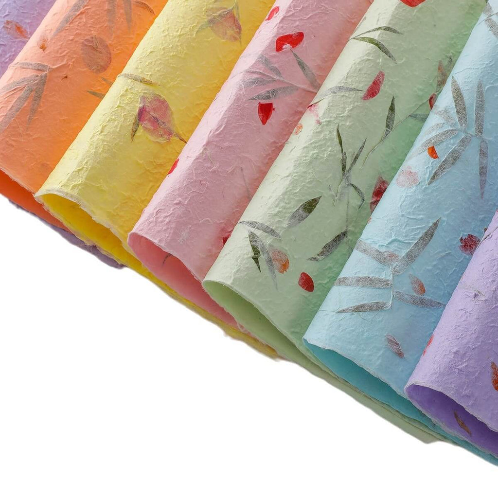Handmade Herbal Flower Paper, 16.1 × 20.8 Inch, 5 Sheets