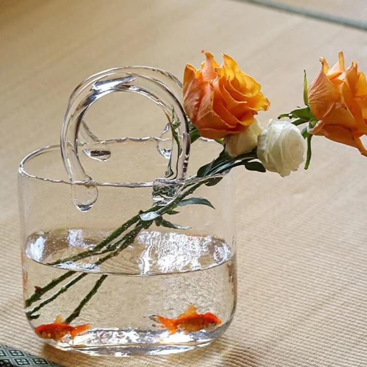 Handbag Glass Floral Vase