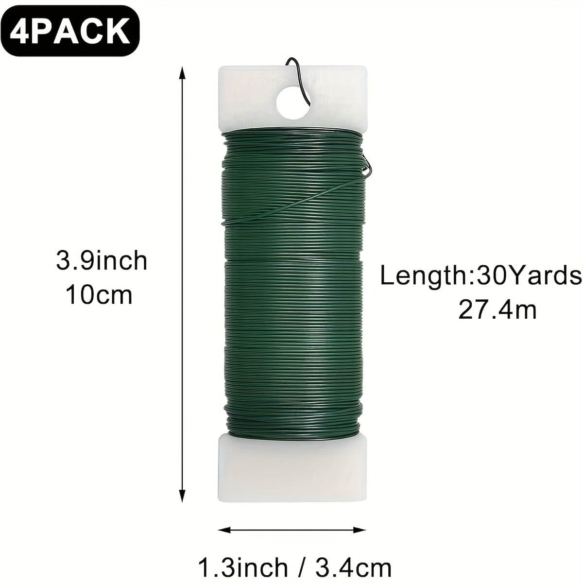 4 Pack Floral Wire, 120 Yards 22 Gauge Green Florist Wire