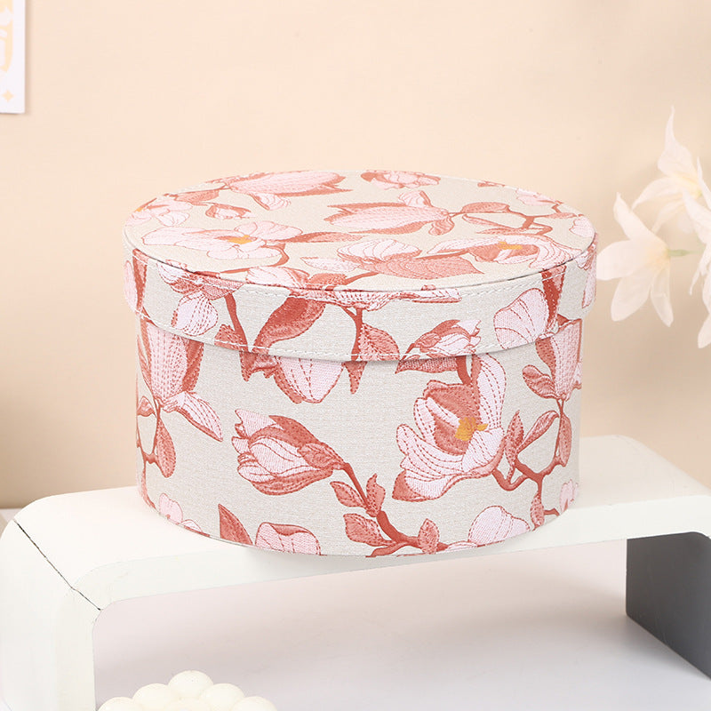 PU Round Hug Bucket Flower Gift Box, 8.7x5.11 Inch