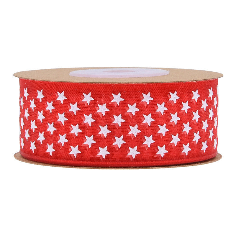 Classic Printed Star Organza Ribbons, 2.5 cm × 10 Yards