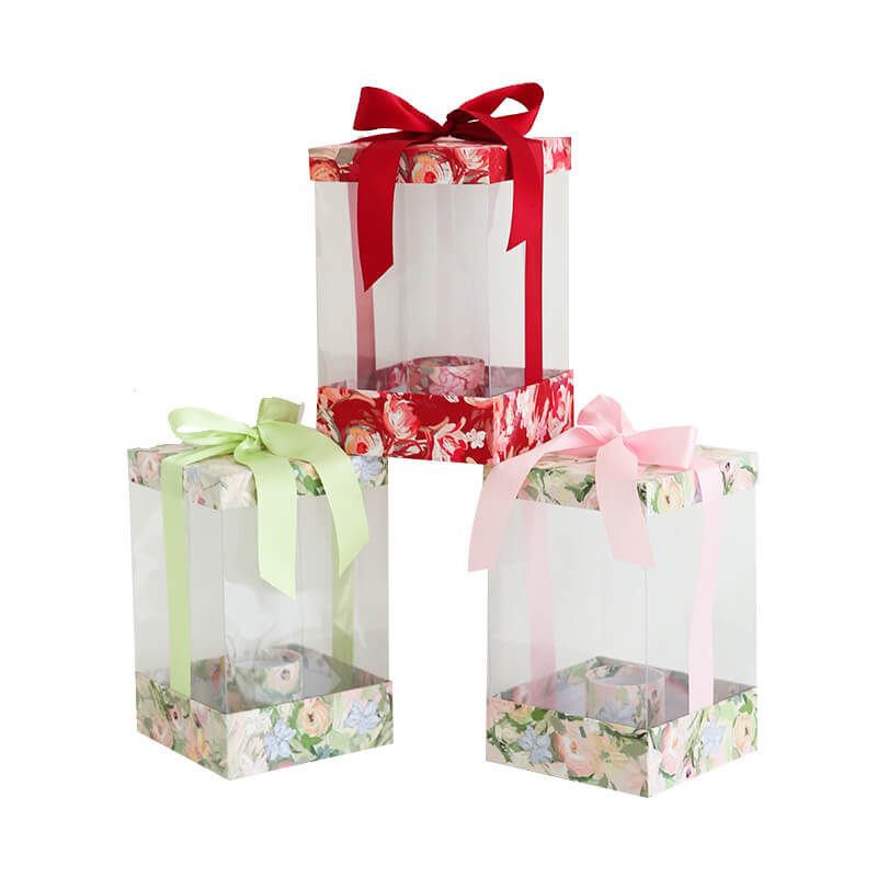 Caja de flores redonda de terciopelo 