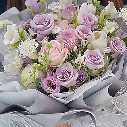 Caja de flores redonda de terciopelo 