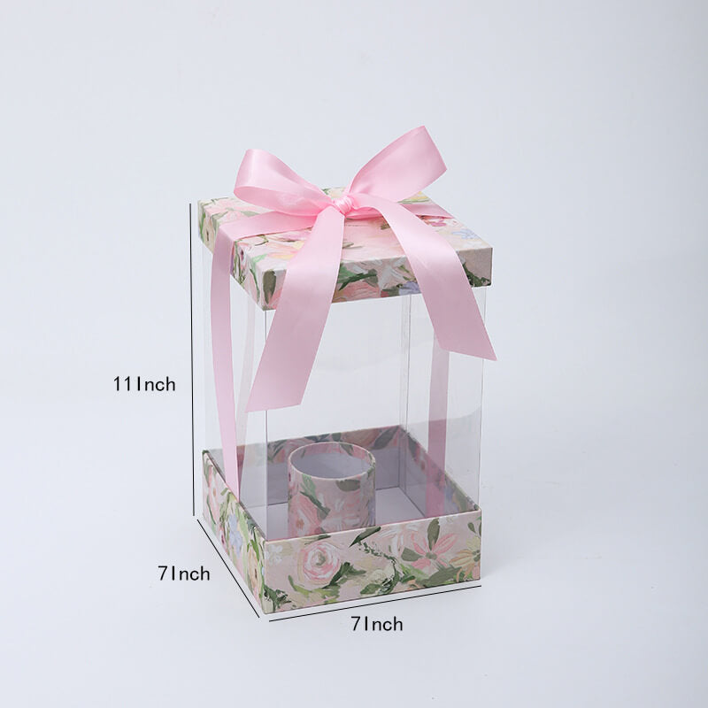 Caja de flores redonda de terciopelo 