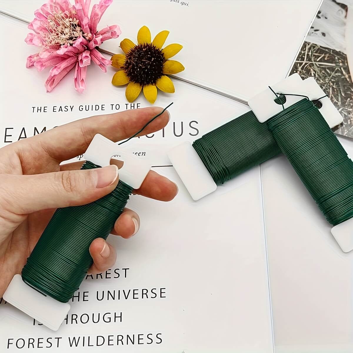 4 Pack Floral Wire, 120 Yards 22 Gauge Green Florist Wire