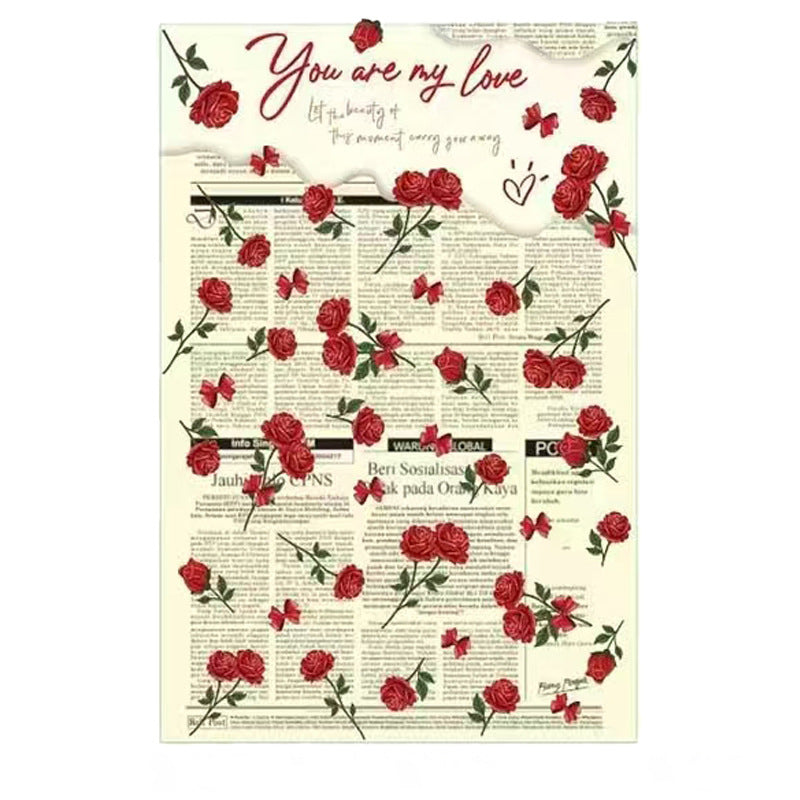 Valentine's Day Bouquet Wrapping Paper, 13.77''x19.68'' - 10 sheets