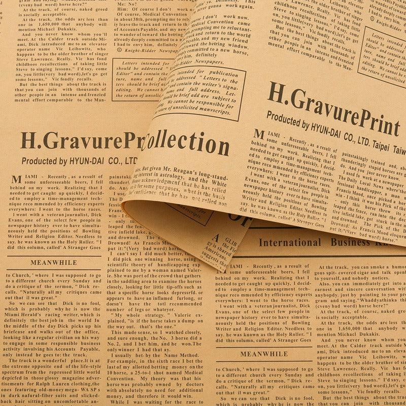 Newspaper Flower Wrapping Paper, 19.7''x27.6 Inch, 30 Sheets