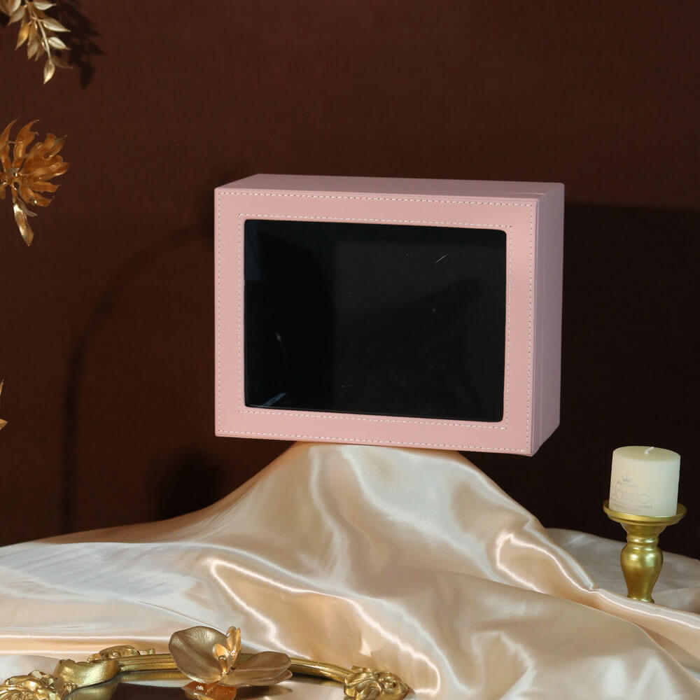 Caja de flores redonda de terciopelo 