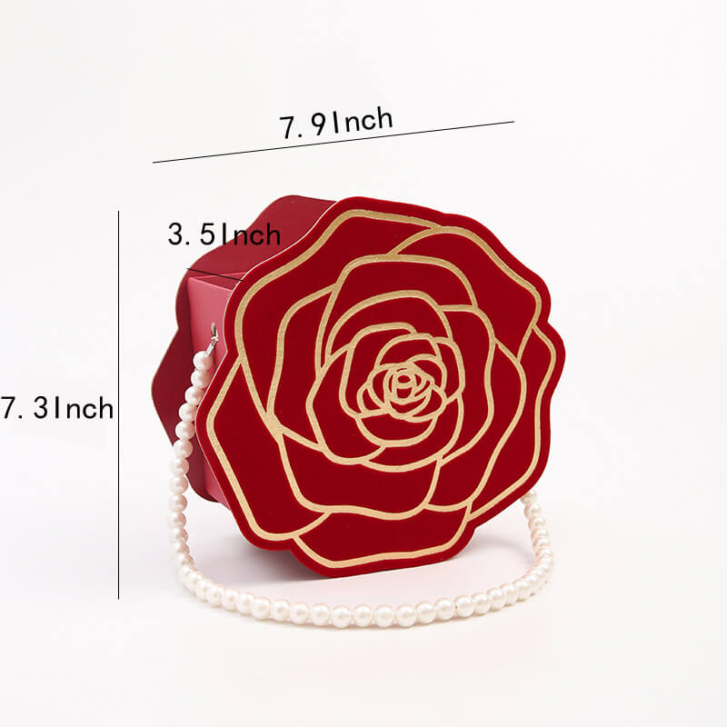 Caja de flores redonda de terciopelo 