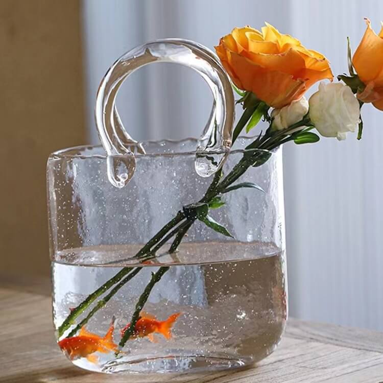 Handbag Glass Floral Vase