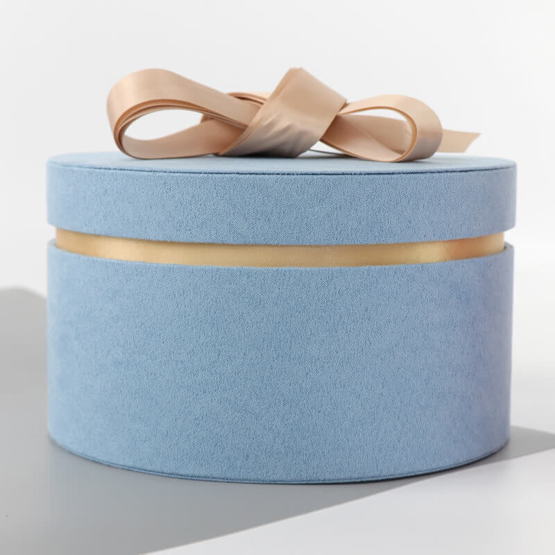 Suede Round Gift With Ribbon, Dia 7.9in