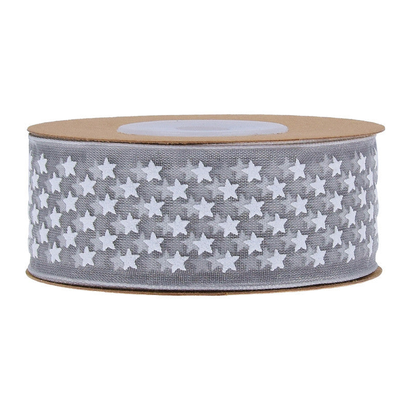 Classic Printed Star Organza Ribbons, 2.5 cm × 10 Yards