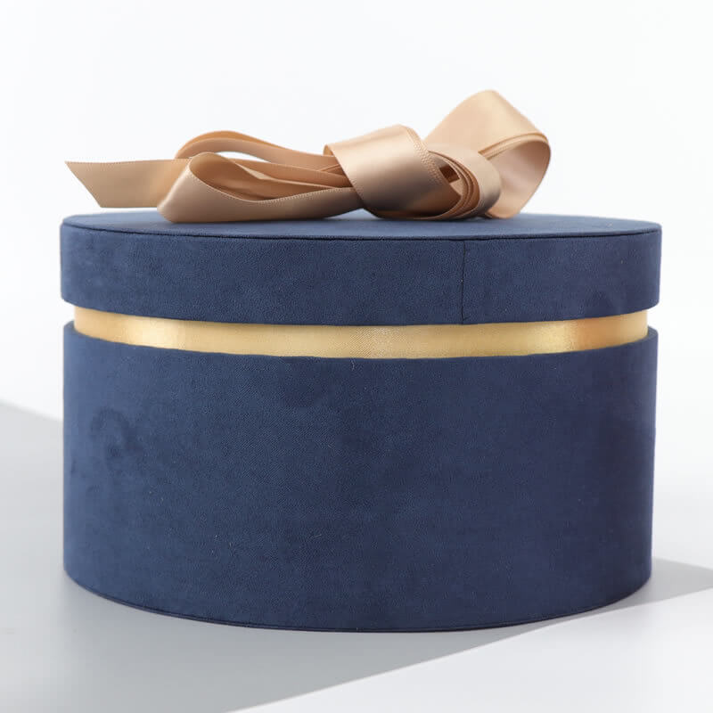 Suede Round Gift With Ribbon, Dia 7.9in