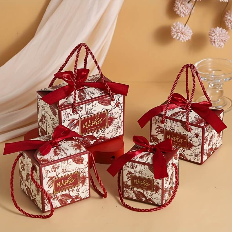 Floral Paper Gift Boxes with Ribbons