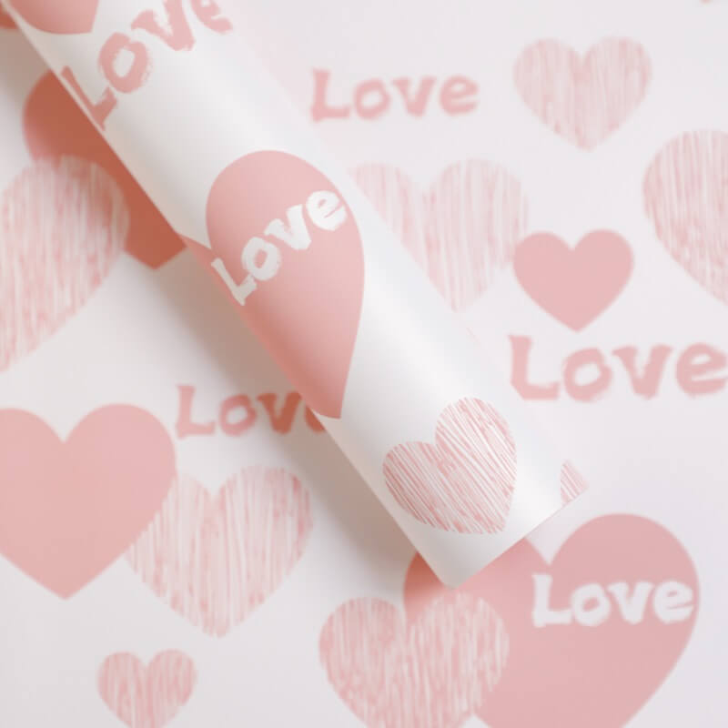Love Printed Bouquet Wrapping Paper, 22.8 × 22.8 Inch, 20 Sheets