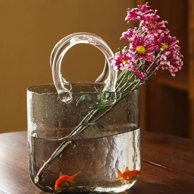 Handbag Glass Floral Vase