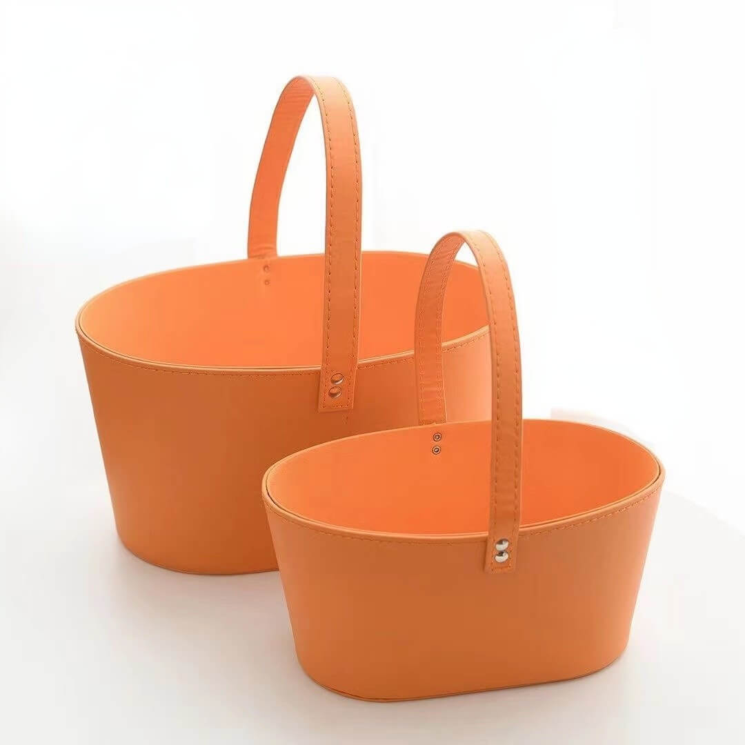 Portable Flower Basket Leather Flower Box