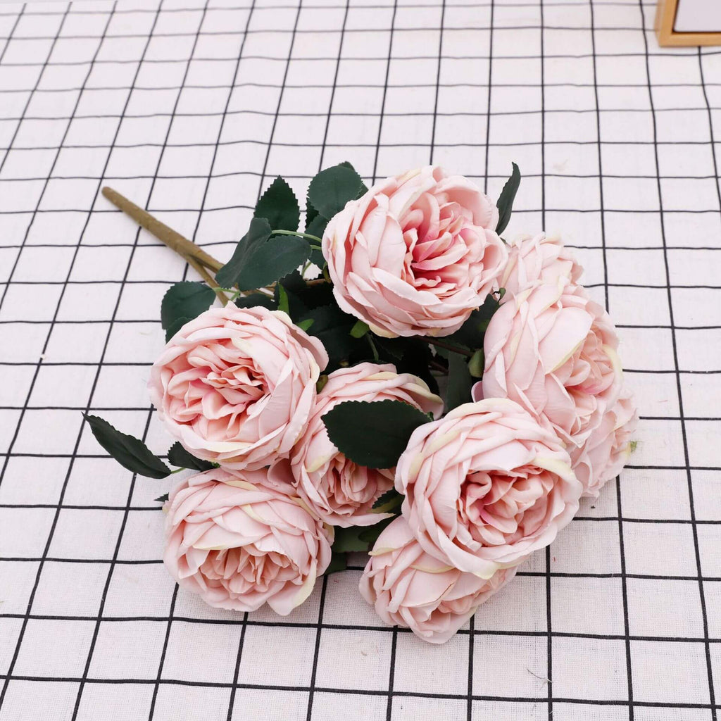 Rosa de seda de 9 cabezas