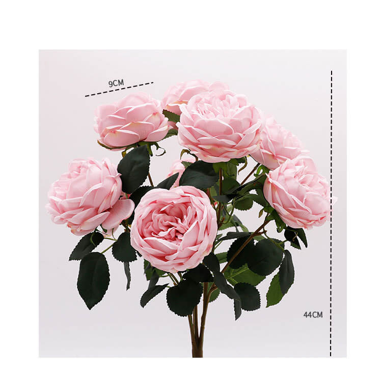 Rosa de seda de 9 cabezas