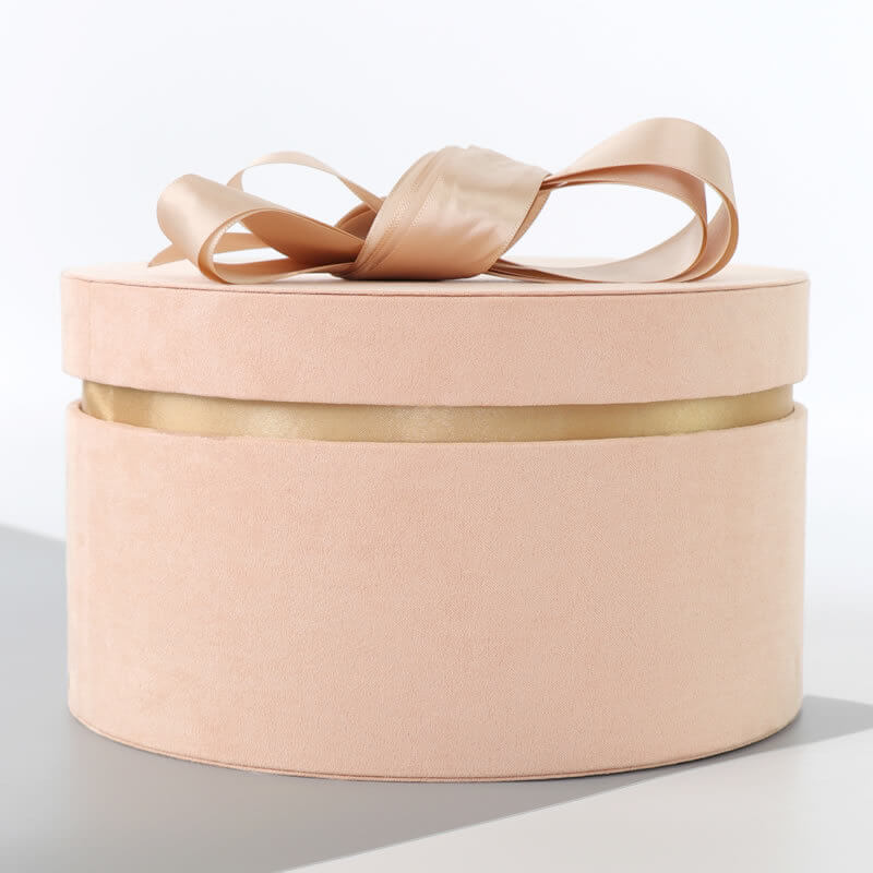 Suede Round Gift With Ribbon, Dia 7.9in