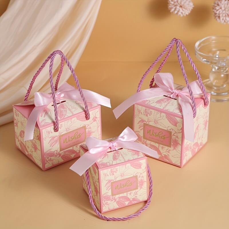 Floral Paper Gift Boxes with Ribbons