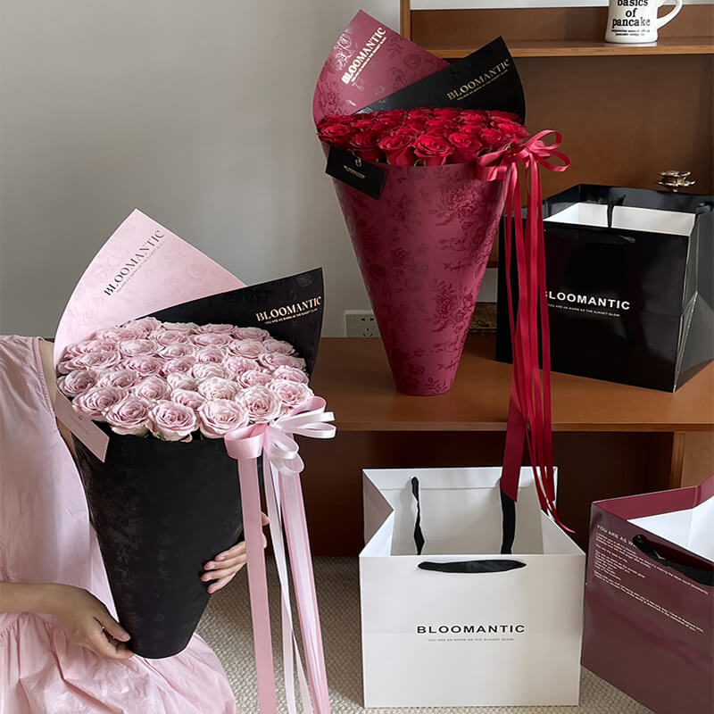 Boîte à fleurs ronde en velours 