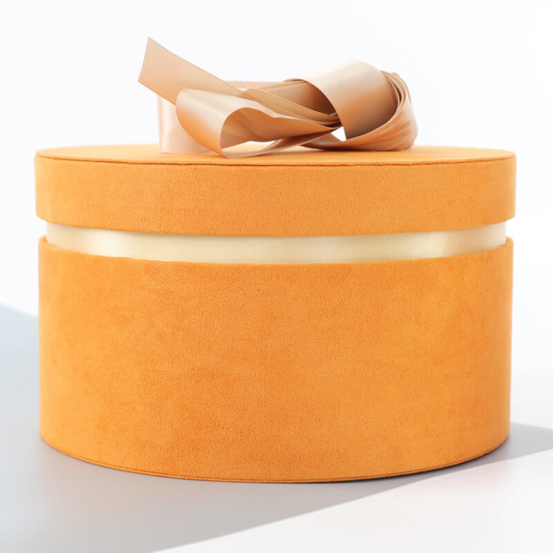 Suede Round Gift With Ribbon, Dia 7.9in