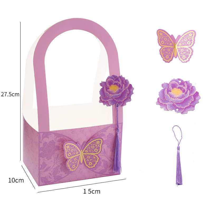 Bolsa de papel portátil para arreglos florales en forma de corazón, 10 unidades