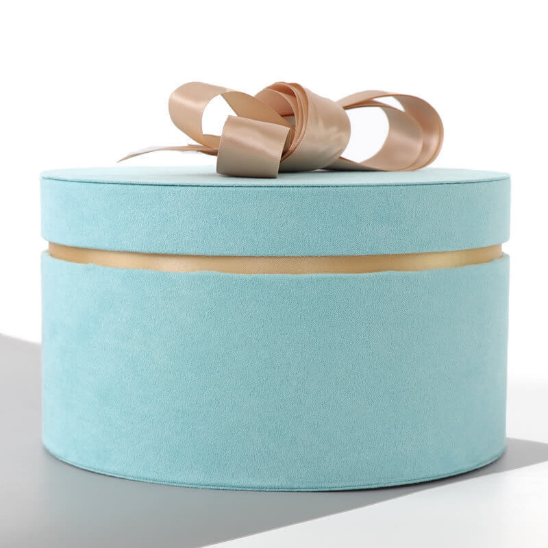 Suede Round Gift With Ribbon, Dia 7.9in