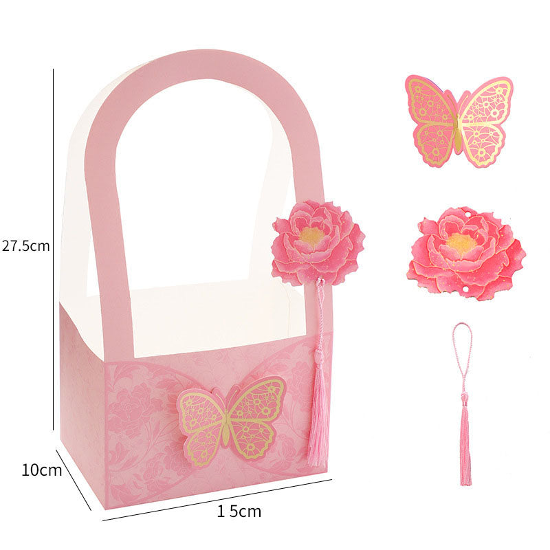 Bolsa de papel portátil para arreglos florales en forma de corazón, 10 unidades