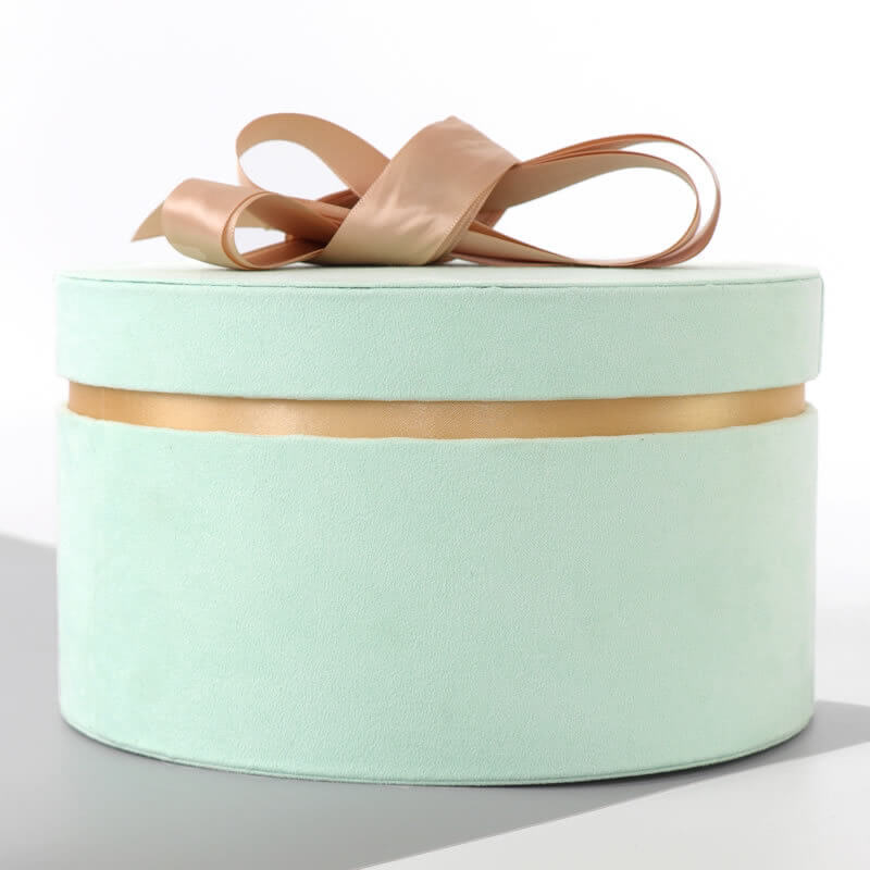 Suede Round Gift With Ribbon, Dia 7.9in