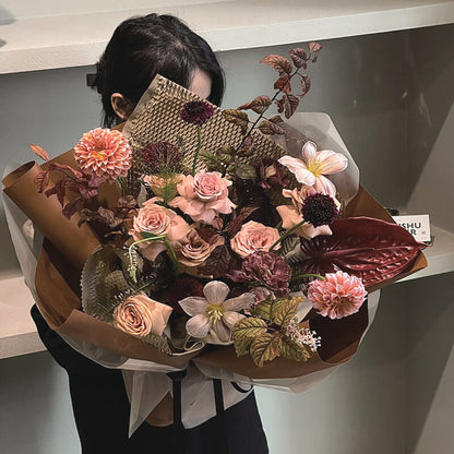 Brown Color Bouquet Wrapping Paper