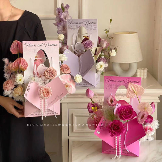 Romantic Paper Bags For Flower Shop Bouquet