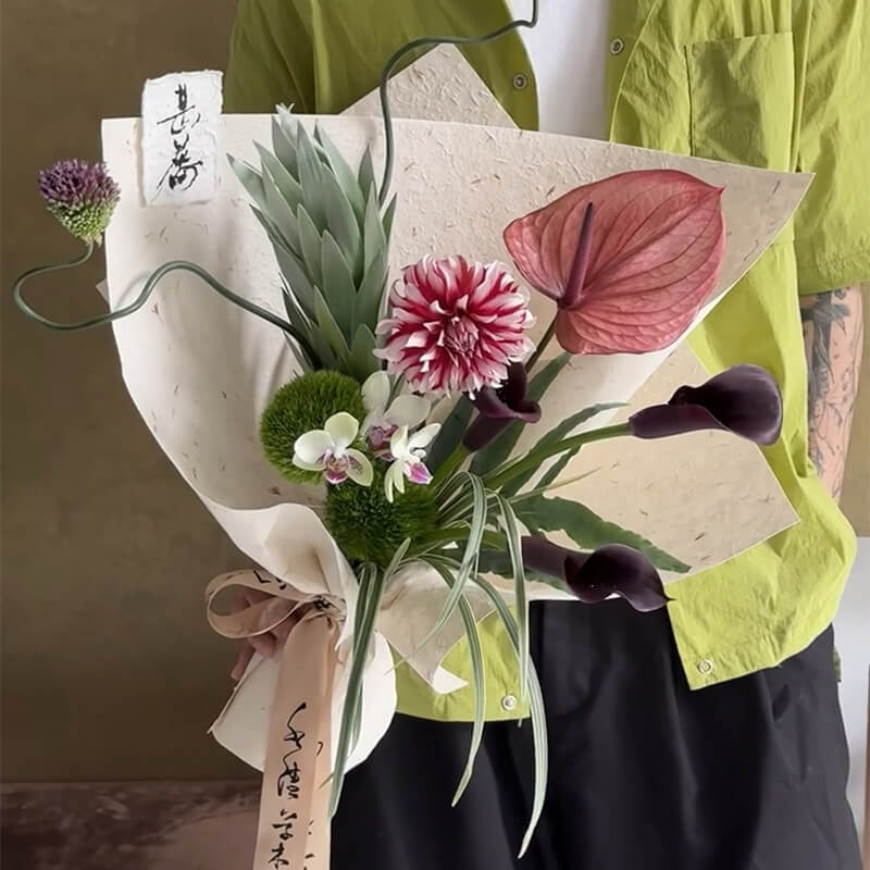 Papel de regalo coreano impermeable y esmerilado con diseño de flores 