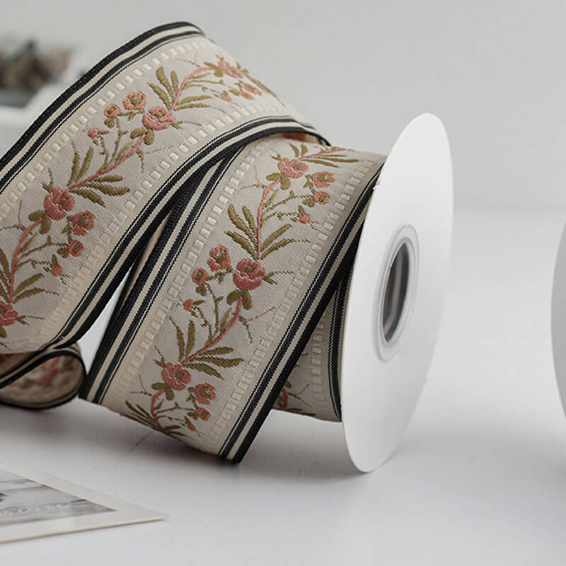 Embroidered Vintage Ribbon, 4.3 cm × 4.5 Yards