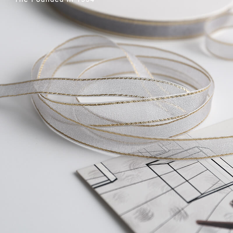 Gold-rimmed Bow Ribbon, 1 cm × 45 Yards