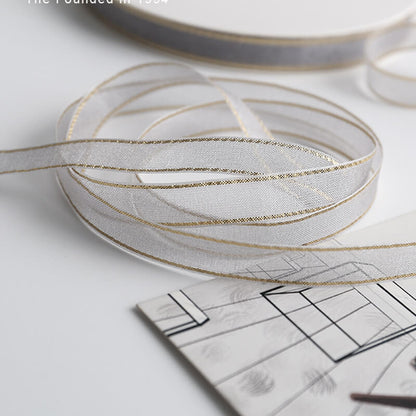 Gold-rimmed Bow Ribbon, 1 cm × 45 Yards