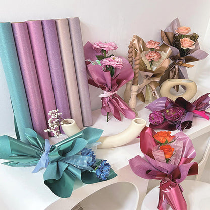 Bouquet Wrapping Paper, Silk Texture Silver Flash
