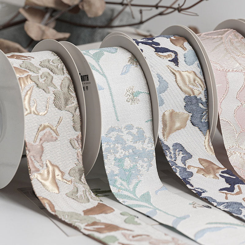 Floral Ribbon, 3.8 cm × 5 Yards