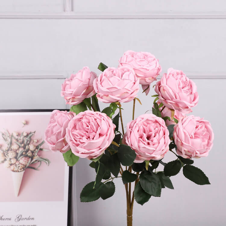 Rosa de seda de 9 cabezas