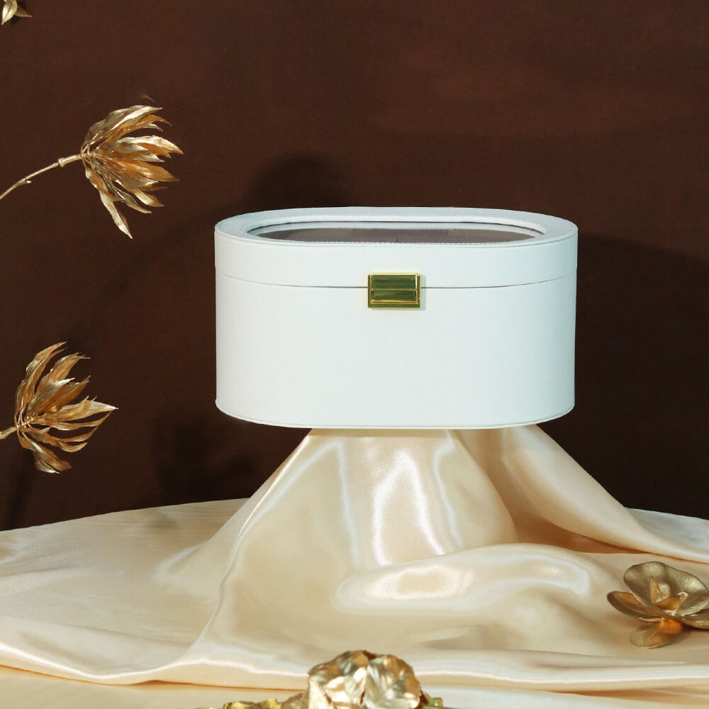 Caja de flores redonda de terciopelo 