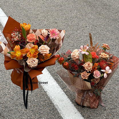 Brown Color Bouquet Wrapping Paper