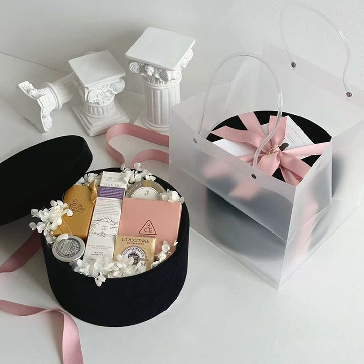 Boîte à fleurs ronde en velours 