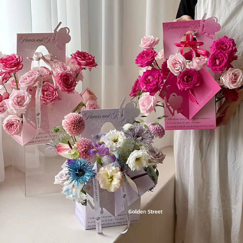 Romantic Paper Bags For Flower Shop Bouquet