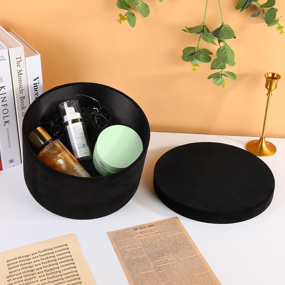 Boîte à fleurs ronde en velours 