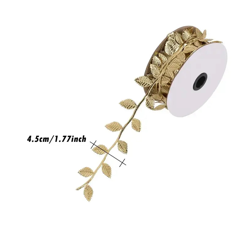 Fabric Rose Leaf Trim Ribbon